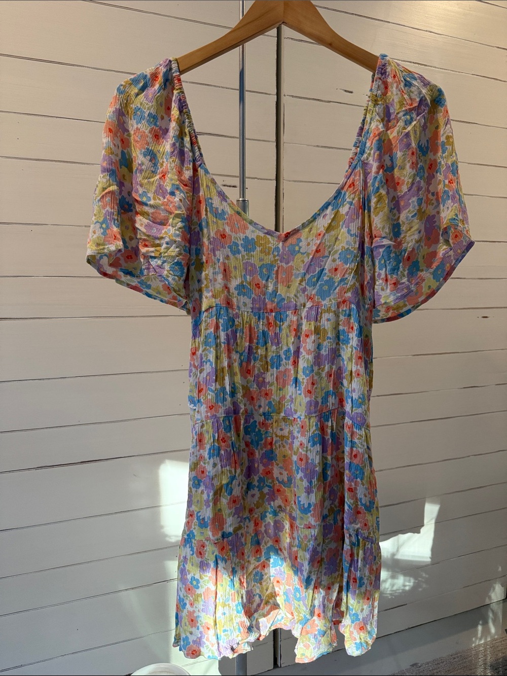 Floral V-Neck Short Sleeve Women's Dress in Multicolor